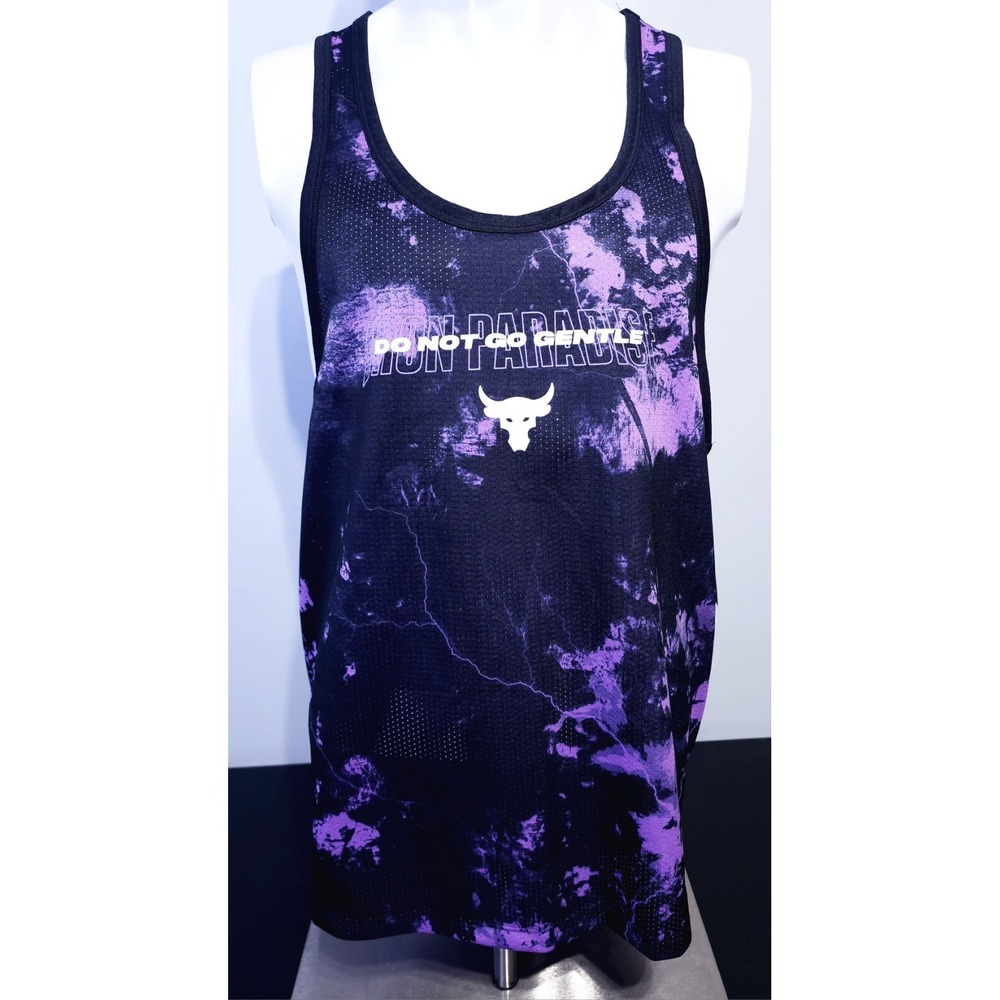 Under Armour Mens Size Medium Project Rock Mesh Printed Tank Top Black/Purple